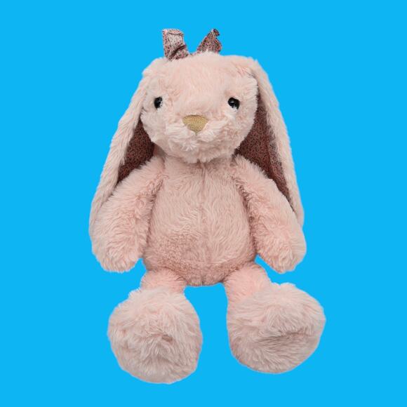 Pier 1 One Imports Easter Bunny Rabbit Soft Pink Plush Floral Ears Stuffed Toy - Picture 6 of 13